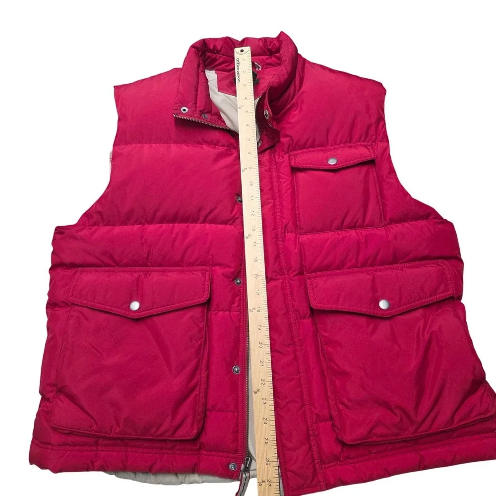 Vtg J Crew Red Down Puffer Vest‎ Mens XL Quilted Pockets Zip Front Insulated